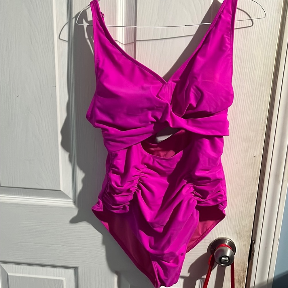 Vibrant Pink Cutout Swimsuit